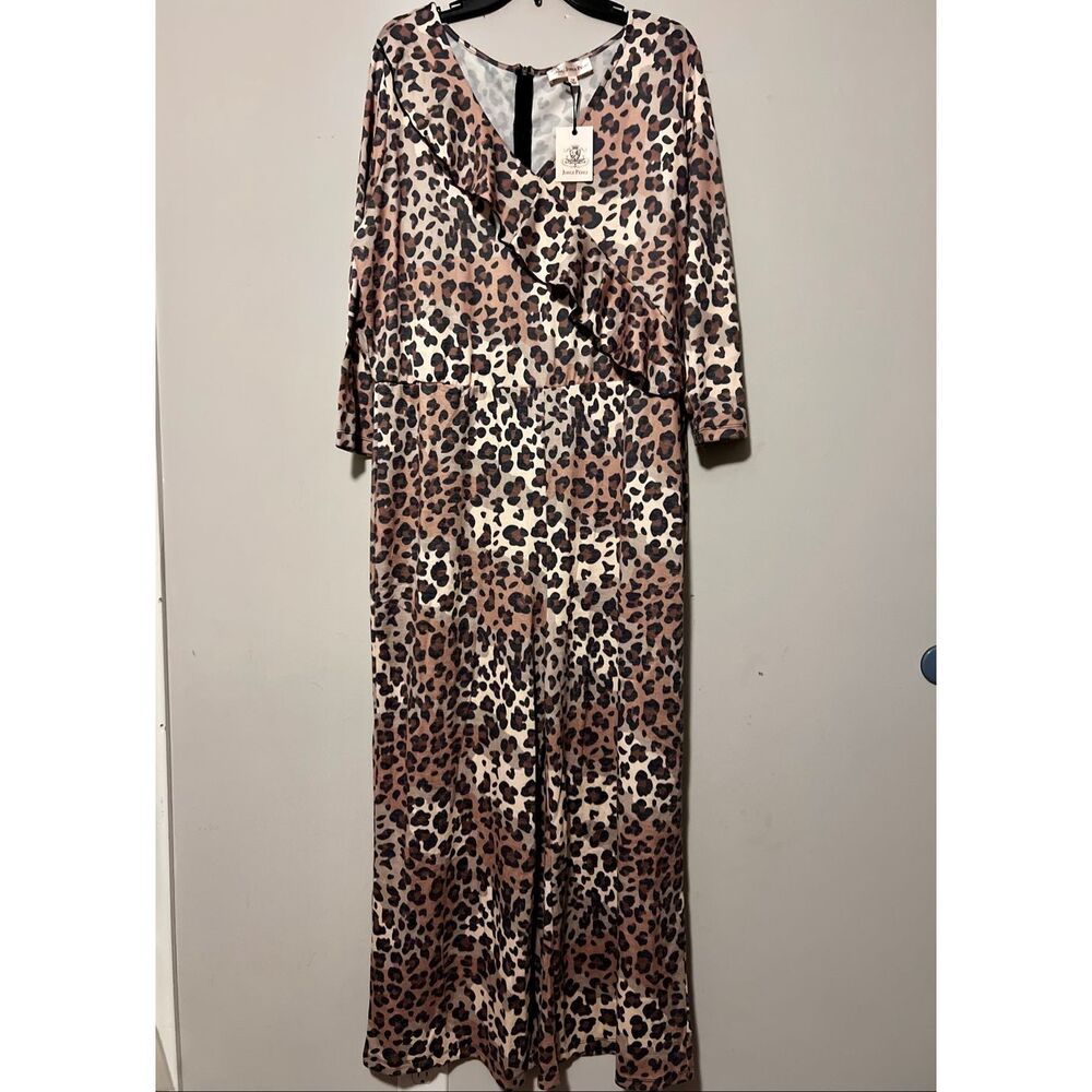 Jorge Perez Brown Tan Leapord pant suite / JumpSuit 1X /Bodysuit